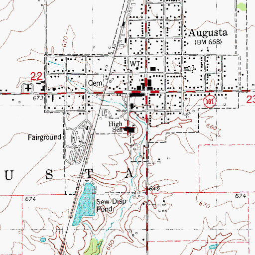 Topographic Map of Southeastern High School, IL