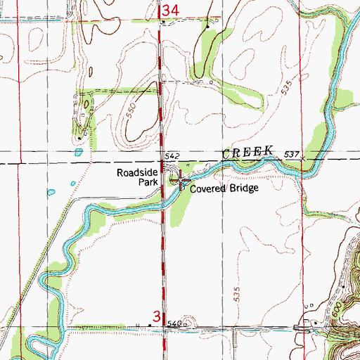 Topographic Map of Oquawka Wagon Covered Bridge, IL