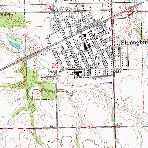 Topographic Map of Southern High School, IL