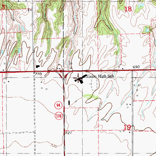 Topographic Map of Union High School, IL