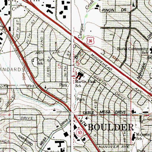 Topographic Map of Creekside Elementary School, CO