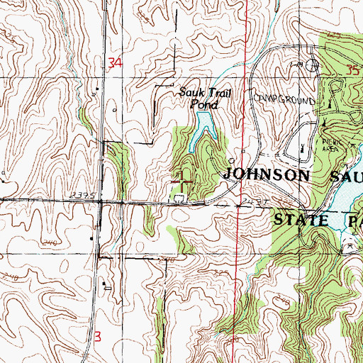 Topographic Map of Chief Pontiac Picnic Area, IL
