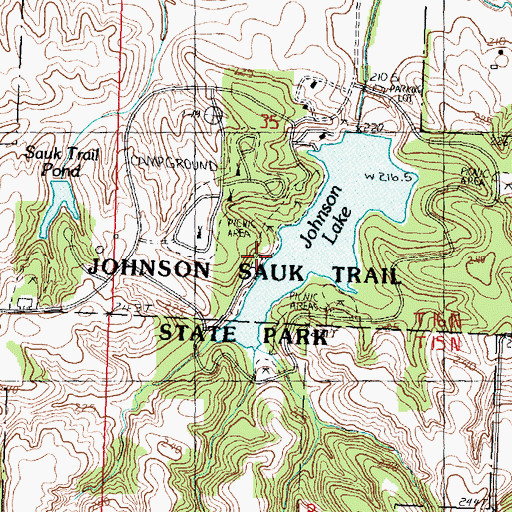 Topographic Map of Chief Shabbona Picnic Area, IL