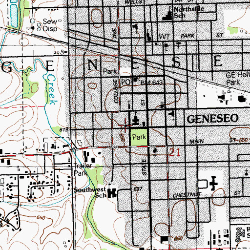 Topographic Map of First Baptist Church, IL