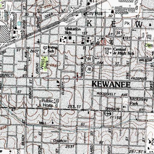 Topographic Map of First Congregational Church, IL