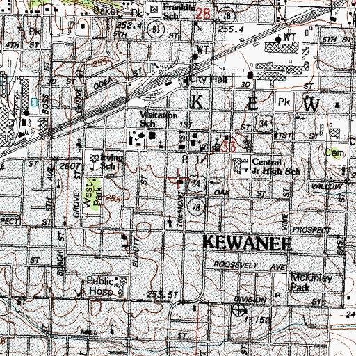 Topographic Map of First Presbyterian Church, IL
