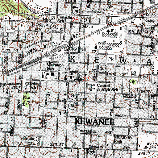 Topographic Map of First United Methodist Church, IL