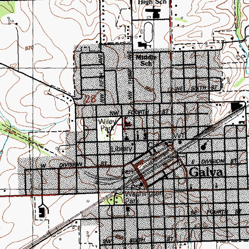 Topographic Map of Galva Elementary School, IL
