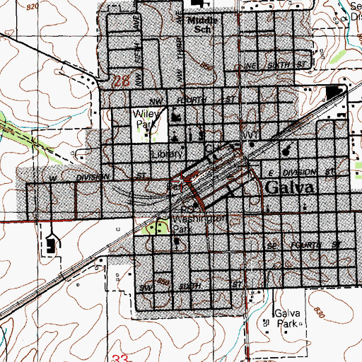 Topographic Map of Galva Post Office, IL