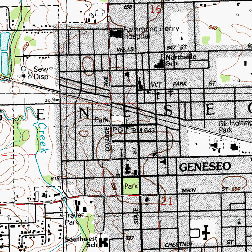 Topographic Map of Geneseo Post Office, IL