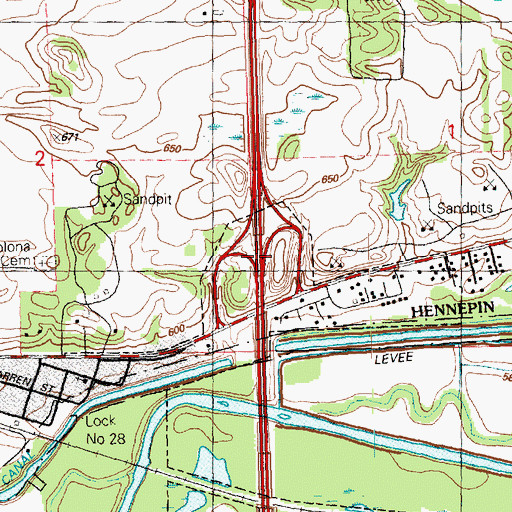 Topographic Map of Interchange 7, IL