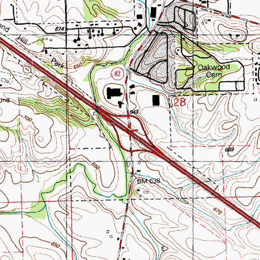 Topographic Map of Interchange 19, IL