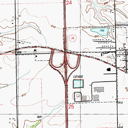 Topographic Map of Interchange 32, IL