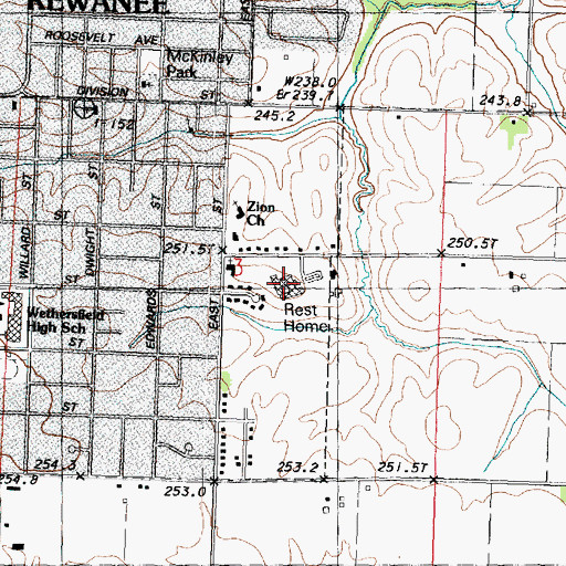 Topographic Map of Leisure Hills Nursing Home, IL