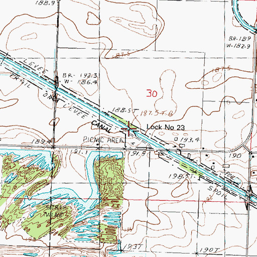 Topographic Map of Lock Number 23, IL