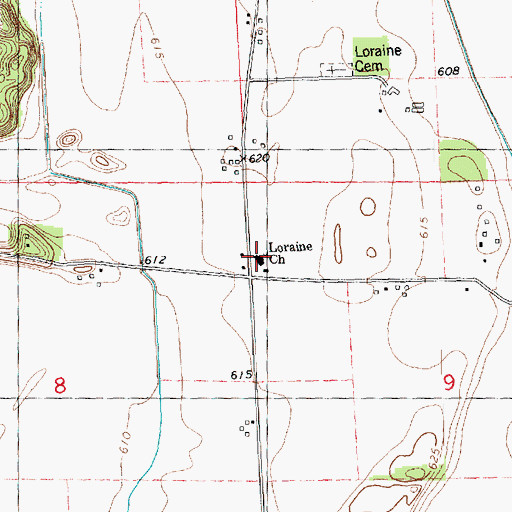 Topographic Map of Loraine United Methodist Church, IL