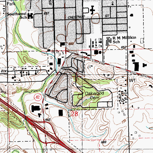 Topographic Map of Muzzy Chapel, IL