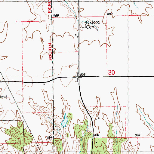 Topographic Map of Oxford (historical), IL