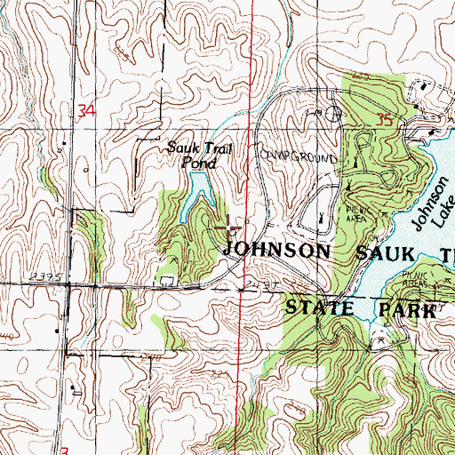 Topographic Map of Ryan Round Barn, IL