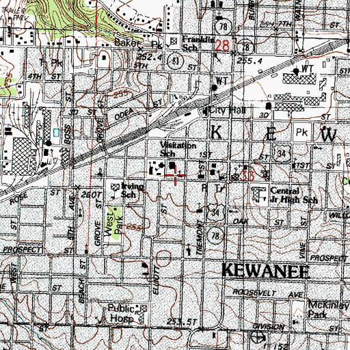 Topographic Map of Saint Johns Episcopal Church, IL