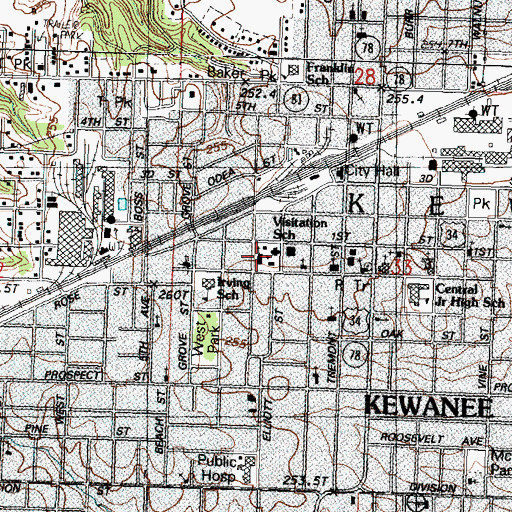 Topographic Map of Saint Marys Roman Catholic Church, IL