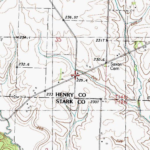 Topographic Map of Saxon (historical), IL