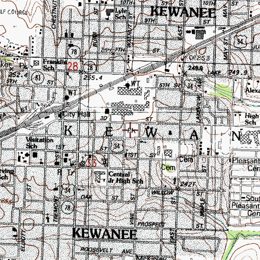 Topographic Map of Veterans Park, IL