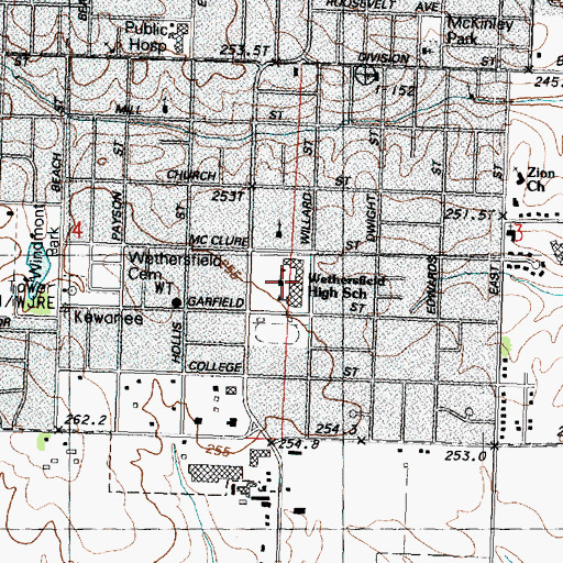 Topographic Map of Wethersfield Elementary School, IL
