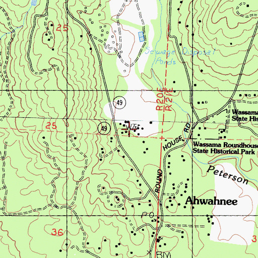 Topographic Map of Ahwahnee Hills Continuation High School, CA