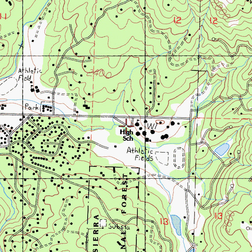 Topographic Map of Oakhurst High School, CA