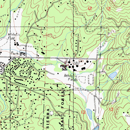 Topographic Map of Yosemite High School, CA