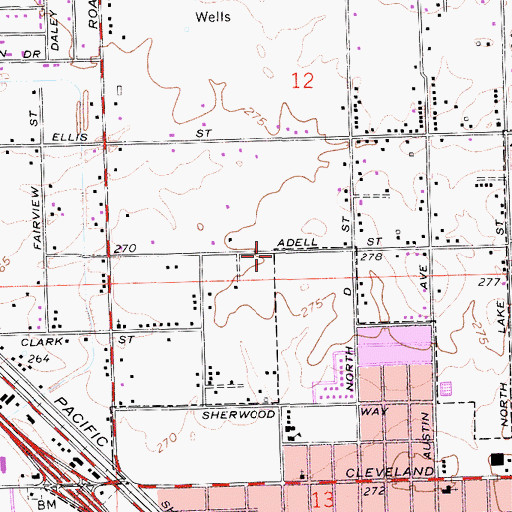Topographic Map of Bethel Southern Baptist Church, CA