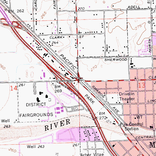 Topographic Map of Country Club Village Shopping Center, CA