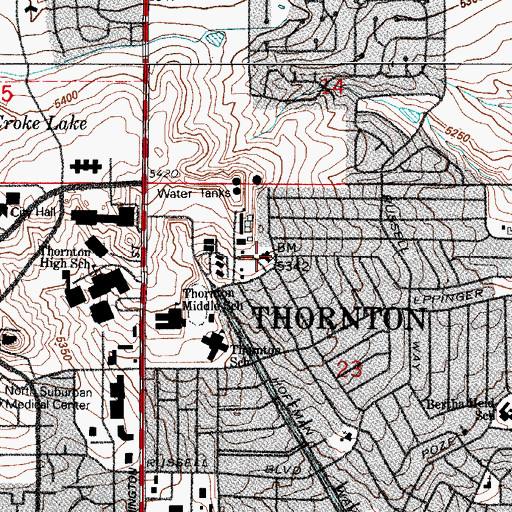 Topographic Map of Thornton, CO