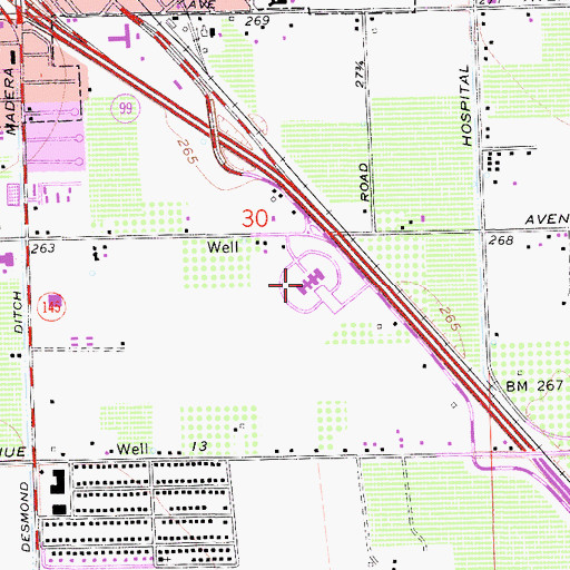 Topographic Map of Madera Community Hospital, CA