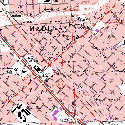 Topographic Map of Madera Post Office, CA