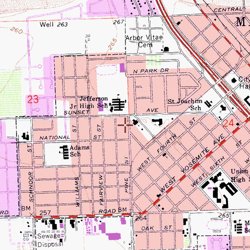 Topographic Map of Madera Seventh Day Adventist Church, CA