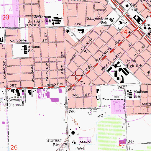 Topographic Map of First Baptist Church, CA