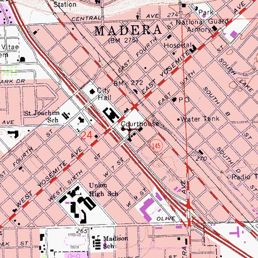Topographic Map of First Presbyterian Church, CA