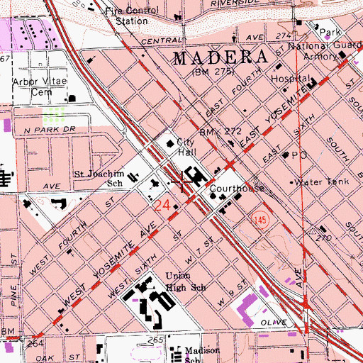 Topographic Map of Lincoln Grammar School (historical), CA