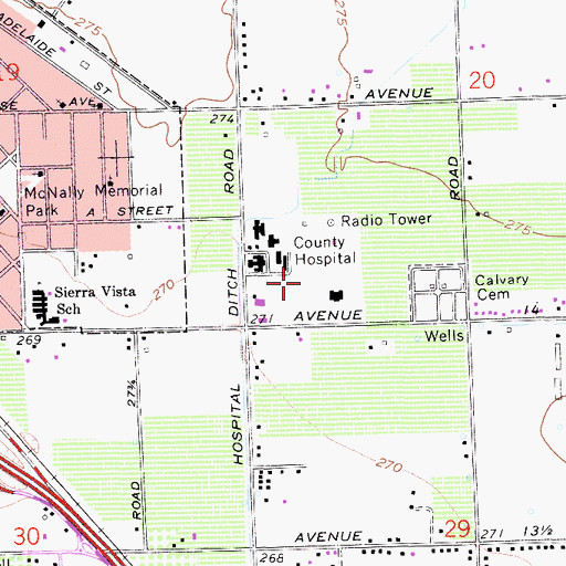 Topographic Map of Madera County Jail, CA