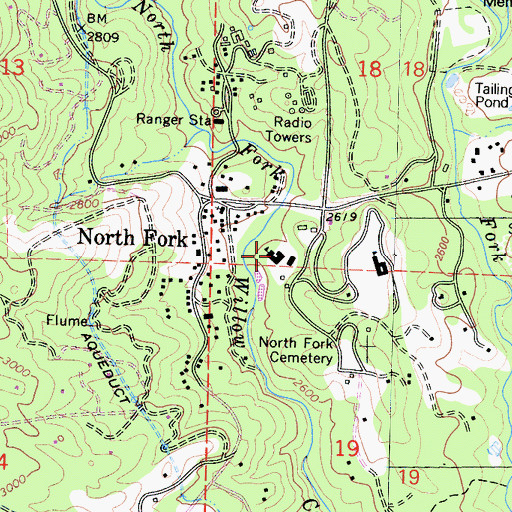 Topographic Map of North Fork Elementary School, CA