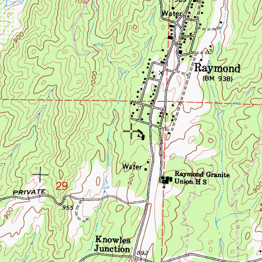Topographic Map of Raymond-Knowles Elementary School, CA