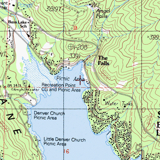 Topographic Map of The Falls Picnic Area, CA