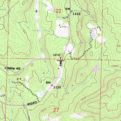 Topographic Map of Yosemite Lakes Golf Course, CA