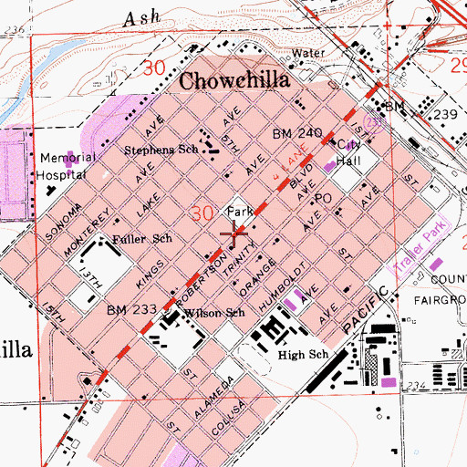 Topographic Map of Chowchilla Branch Madera County Library, CA