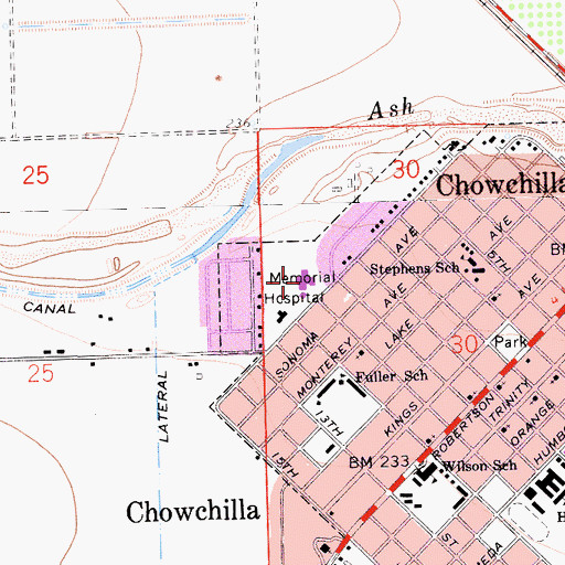 Topographic Map of Chowchilla Convalescent Hospital, CA