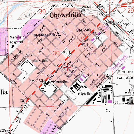 Topographic Map of Church of Christ, CA