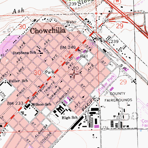 Topographic Map of First Assembly of God Church, CA