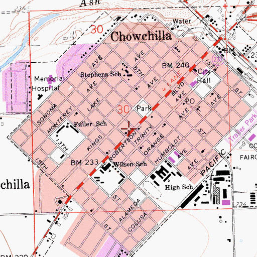 Topographic Map of First Baptist Church, CA